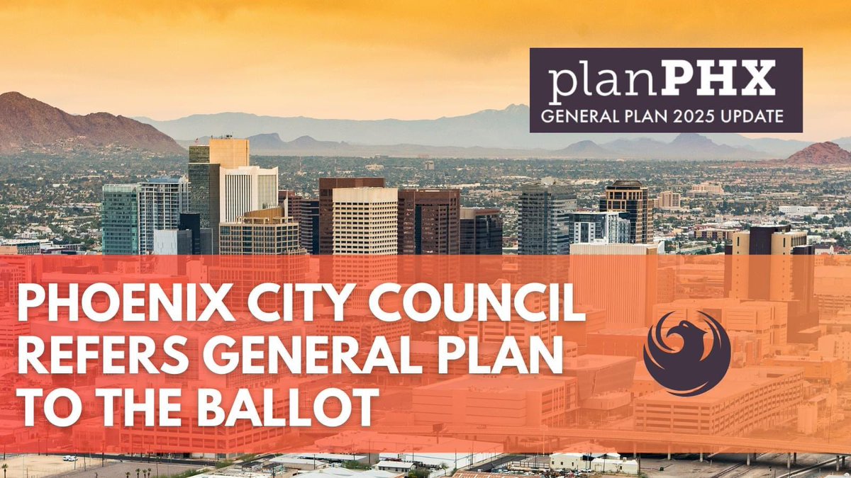 Off to the ballot! 🗳️ Today, the Phoenix City Council referred the General Plan to the ballot for the next scheduled election on November 5, 2024. Learn more in the #PHX Newsroom: bit.ly/4bkzR7i