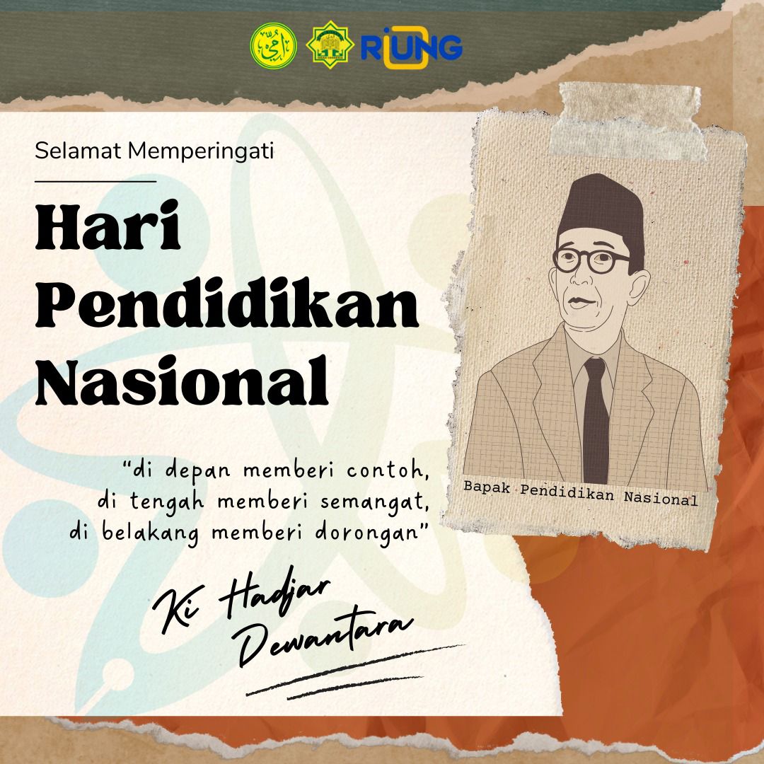 Bismillahirrahmanirrahim 
Assalamu'alaikum warahmatullahi wabarakatuh 
#SahabatArRiyadh

SELAMAT HARI PENDIDIKAN NASIONAL 📚📖
Ing Ngarsa Sung Tulada, Ing Madya Mangun Karsa, Tut Wuri Handayani