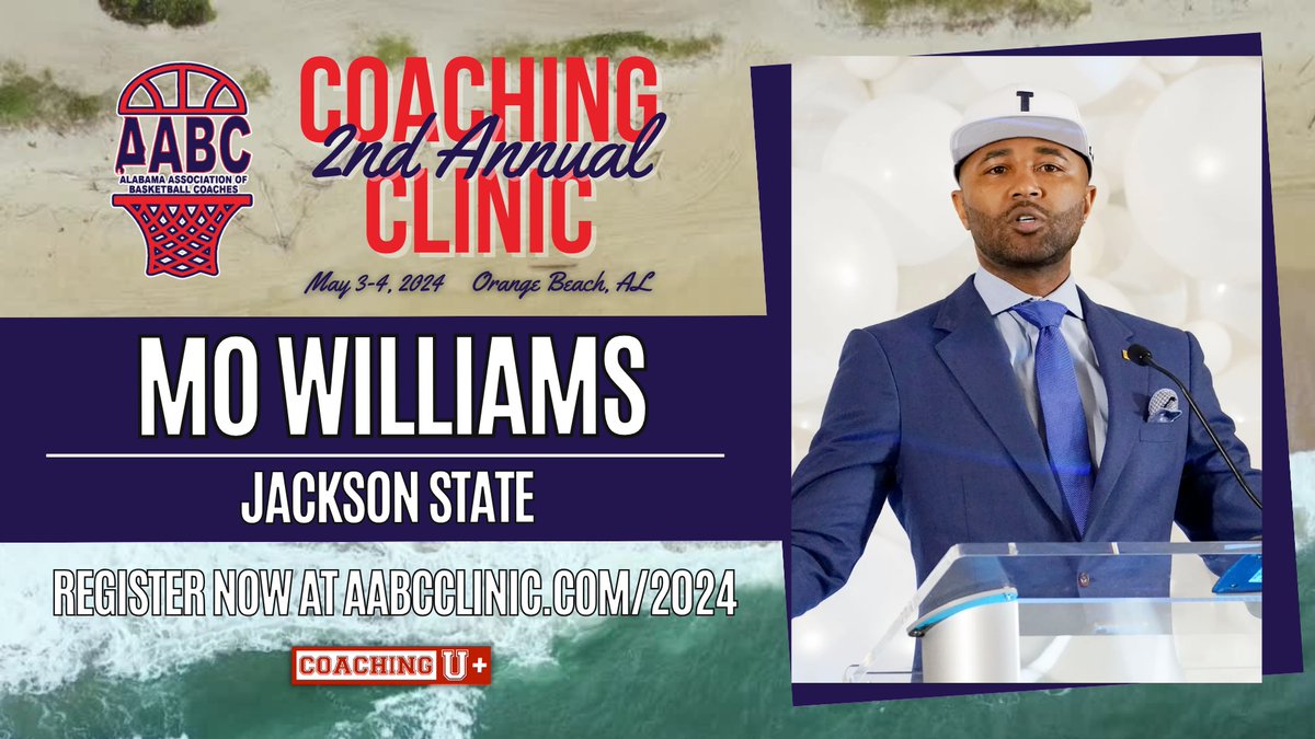 🏆 @AlabamaMBB alum, NBA Champion & All-Star Mo Williams will speak at the 2024 AABC Coaching Clinic 📍Orange Beach High School 🗓️ 5/3-5/4 🎟️ Register below to become an AABC member and join us at the clinic 🔗 aabcclinic.com/2024 🏀 School/staff rates are available!