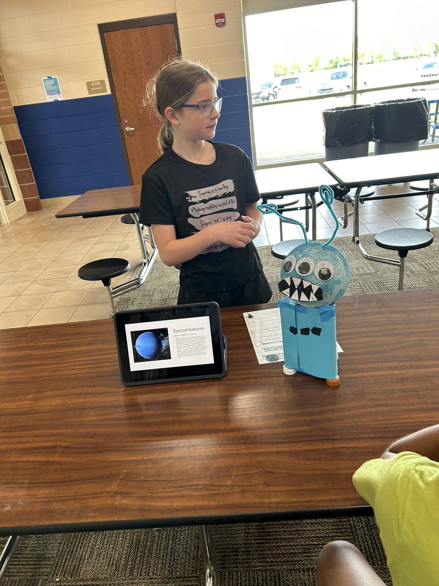 Shout out to Mrs. Beesley and Mrs. Elliot’s class today. Their students finished a project that required them to research a planet in our solar system and use the engineer/design process to build an alien with adaptations to survive on their researched planet. #Pantherproud