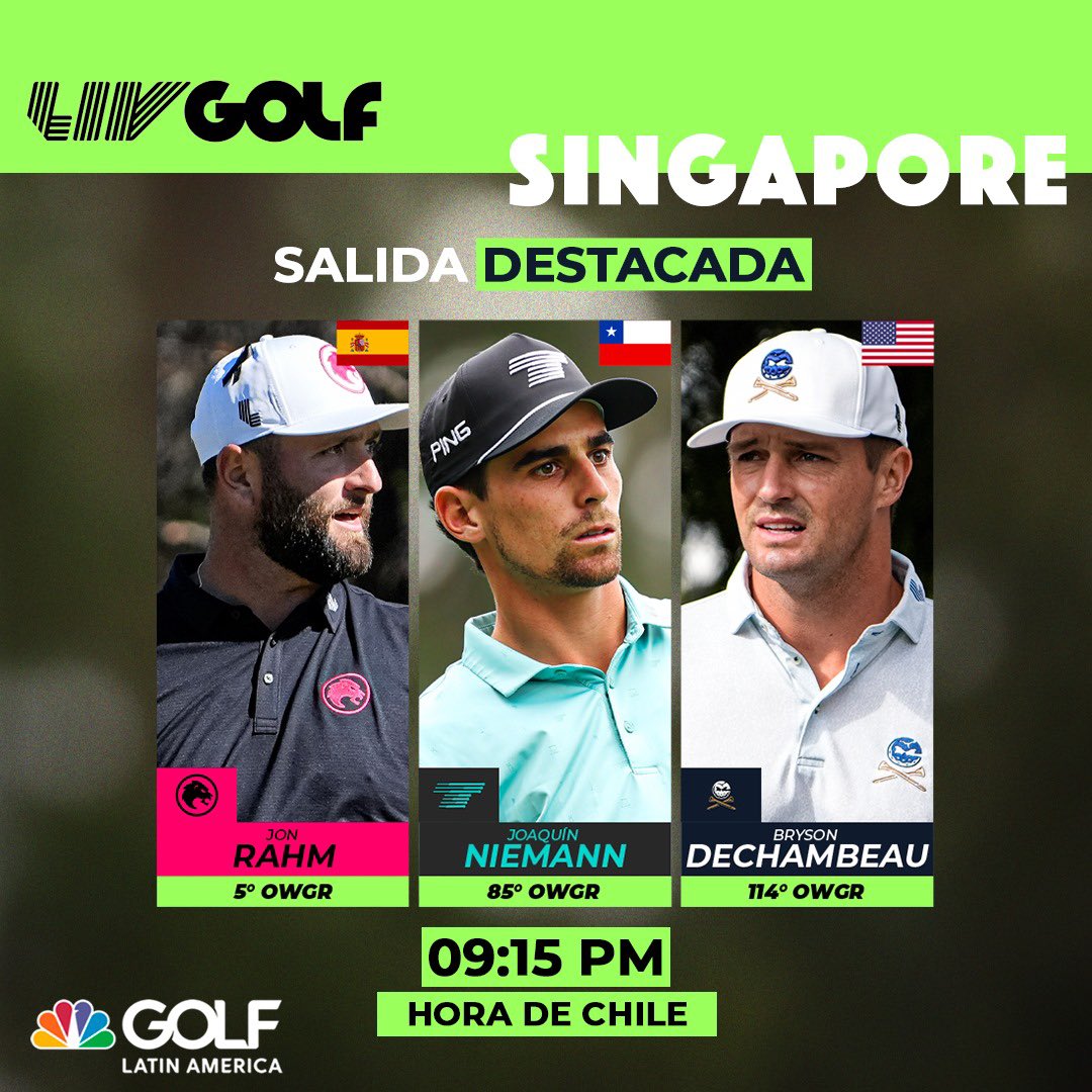 ¡La mejor salida del LIV Golf Singapore! 🤩⌚️

@joaconiemann debutará la noche de este jueves (horario de Chile) junto a @JonRahmOfficial y @b_dechambeau. 💥