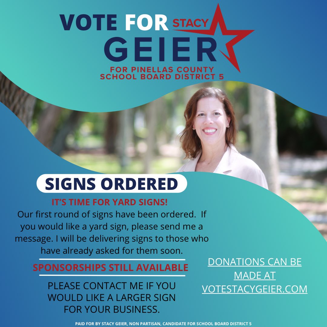 🍊🏡🪧Signs are in!! If you live in Pinellas County School Board District 5 and would like a sign, please send me a message.  If you are not sure which district you live in you can find out here:
votepinellas.gov/Election-Infor…
We are working on getting signs delivered to those who have