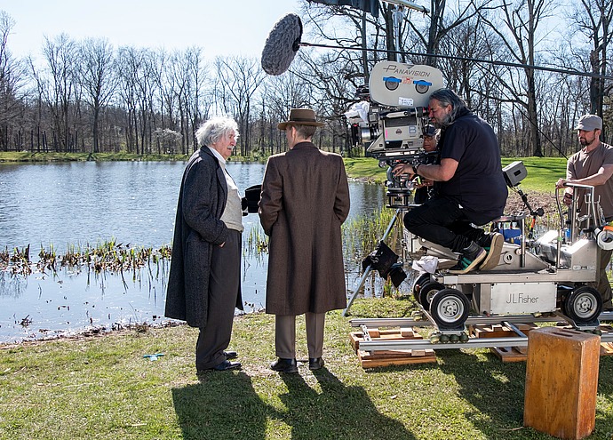 Behind the scenes of the 'Oppenheimer' movie filmed at a pond behind the Institute for Advanced Study where both Einstein and Oppenheimer worked.