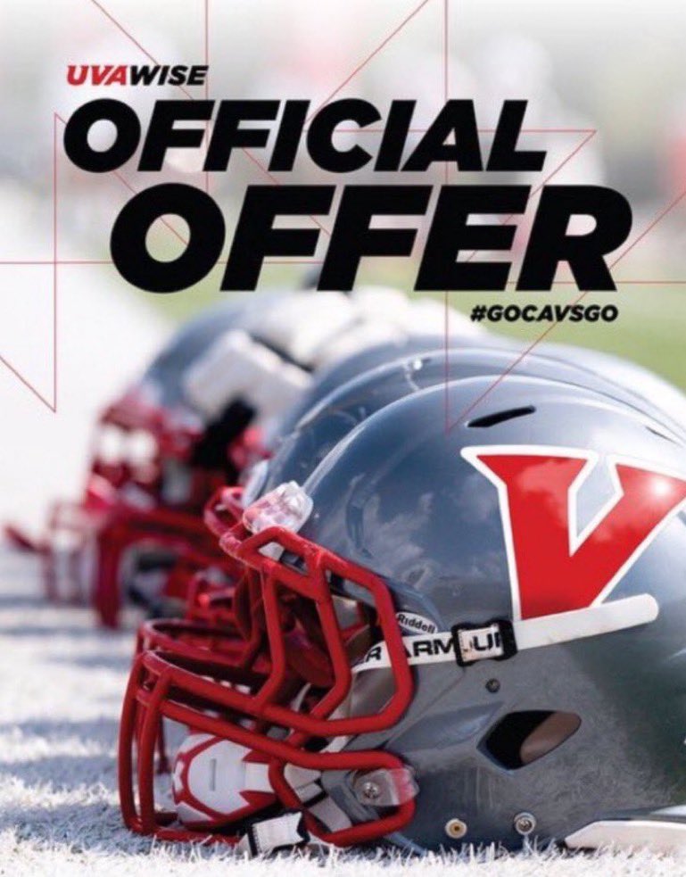 The Official offer came in today! Thanks again @UVAWiseCavsFB @KirbyCannon4 @CoachGaryBass @CoachGouldLB I am thankful & blessed for the offer.  #GoCavsGo