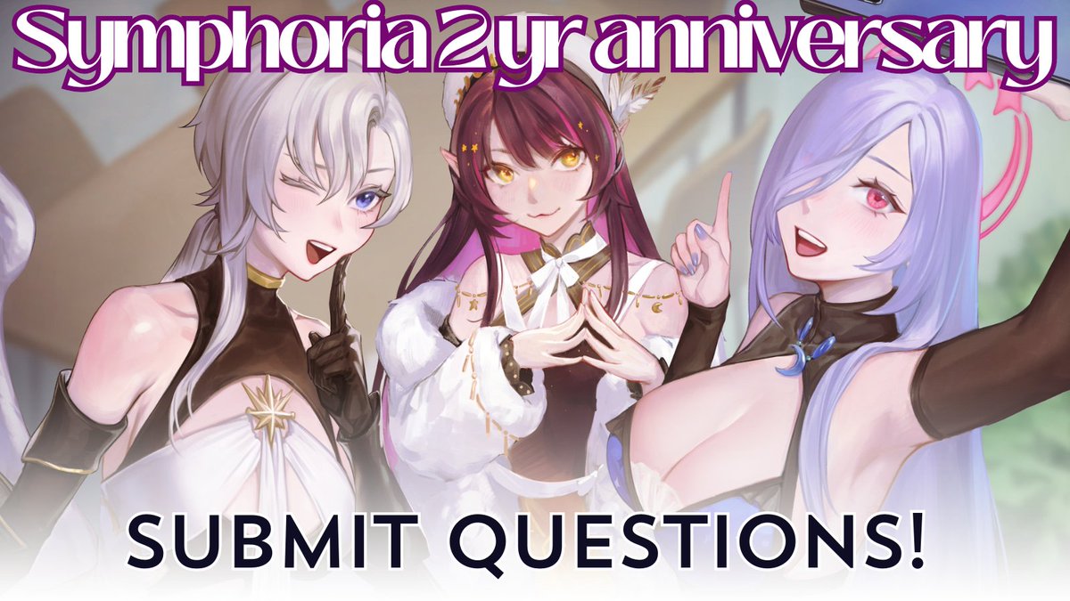 ‼️ Symphoria 2 Year Anniversary ‼️ Hello~!! Symphoria will be celebrating our 2 year anniversary on Monday May 6th! @WalkyriaLiora @LofiWiseman @YurikagoKokone Please submit questions and comments you would like us to read on stream through this form: forms.gle/2JjkoC7h41FCUb…