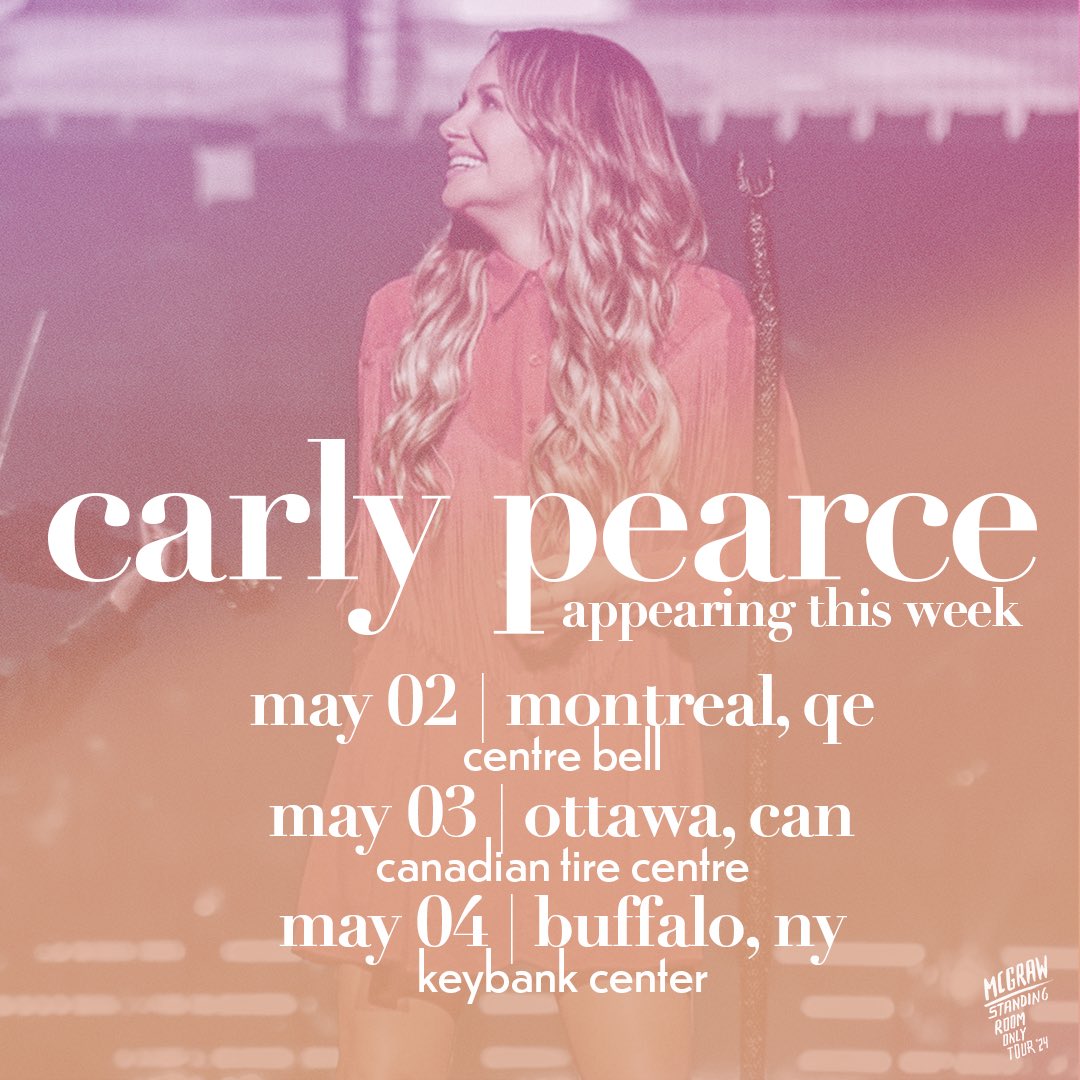 Canada & NY this week on the #StandingRoomOnly Tour!!! Get tickets at carlypearce.com! 💛