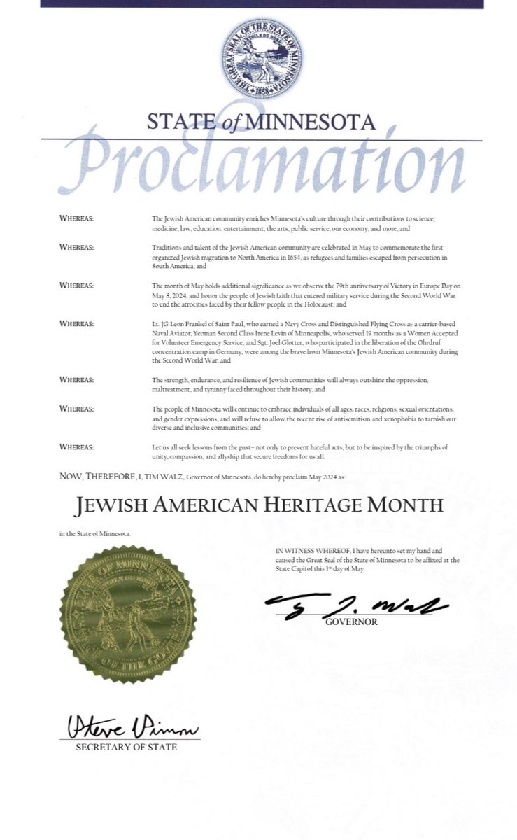 The story of Jewish Minnesotans brings to mind both proud and painful chapters of our history.
 
This month, let us all seek lessons from the past – not only to prevent hateful acts, but to be inspired by the triumphs of unity and compassion that secure freedoms for us all.