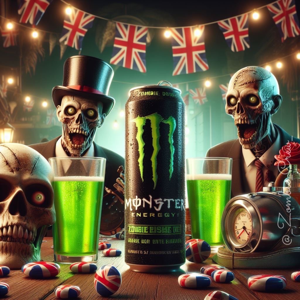 Zombie energy drink brought to you by Monster Energy