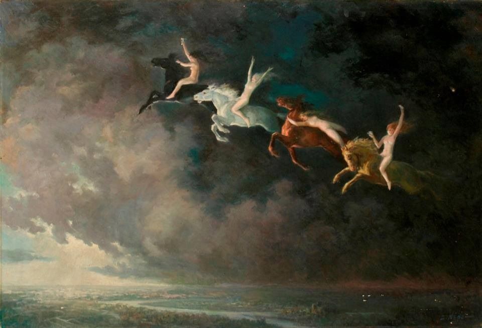 'La Nuit de Walpurgis', #painting by Constantin Nepo, 1964 #witches #walpurgisnacht
