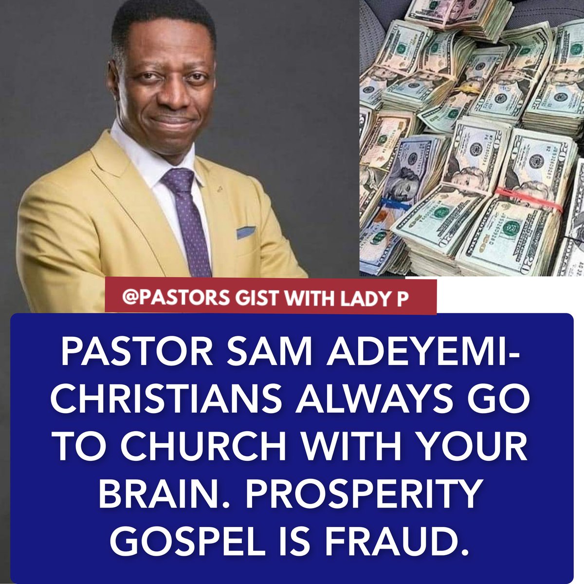 PASTOR SAM ADEYEMI- CHRISTIANS ALWAYS GO TO CHURCH WITH YOUR BRAIN. PROSPERITY GOSPEL IS FRAUD. CHRISTIANS ARE NOT SUPPOSED TO TITHE.

CLICK HERE TO WATCH THE VIDEO .youtu.be/M8ZuU_DgwnQ
#pastorsamadeyemi #tithing #prosperitygospel  #prophets