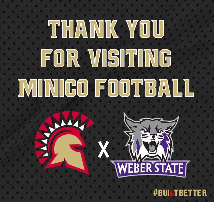 Great having @weberstatefb DL Coach @gnduff on campus! One of the best visits ever! Definitely would love to see a few more Minico players wearing Purple! #BuiltBetter #SpartanStrong 🏈⚔️
