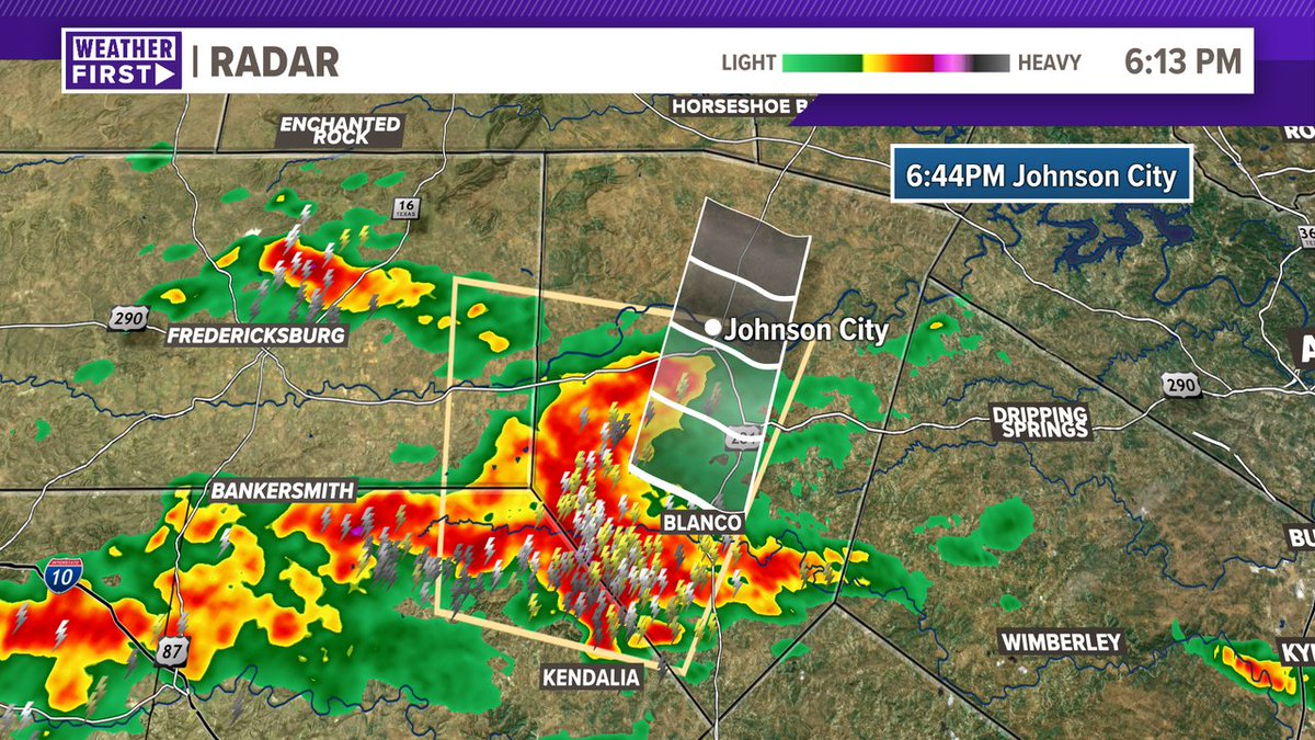 A strong storm advisory is now in effect for southern Blanco County, as a strong storm is about to make its way into Blanco proper with 40 mph winds and penny sized hail. It could also reach Johnson City at around 6:45. #ATXWx #TXWx