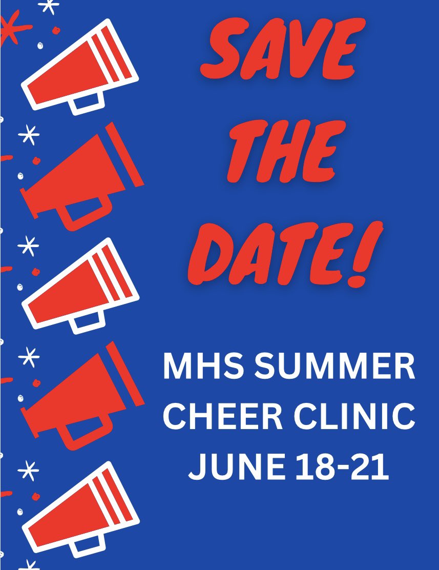 Save the Date! Summer Cheer Clinic! ❤️📣💙 @ArtesianNation @MSDMartinsville @ArtesiansUnited