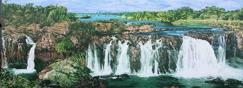 'Plateau Waterfall' 💦💦 (tinyurl.com/466j7s74) 👉 Liu Yujie. If you like #landscapeart then you MUST check out Liu's paintings. 💦💦

#contemporaryart #chineseart #art #artoftheday