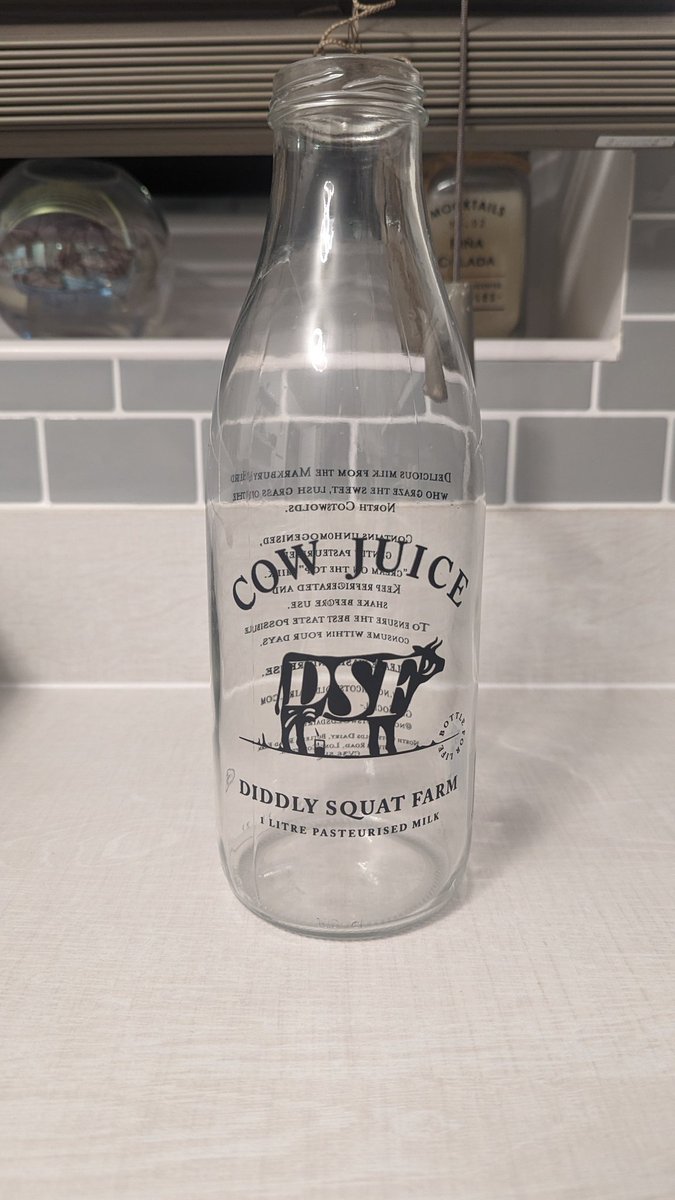 Yes. I kept the Cow Juice bottle from Diddly Squat Farms. And yes. Sometimes when I buy milk, I pour it into there. Especially if people are coming round.