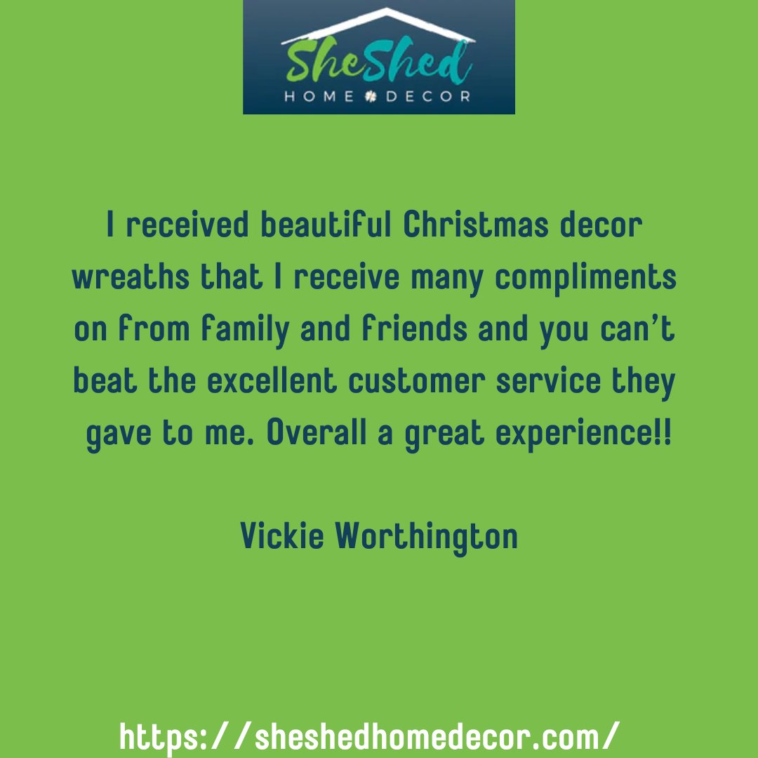 It's our favorite time of the week when we get to share a review from a happy She Shed Home Decor customer.

Thanks to Vickie for the great review.     

#SheShedHomeDecor #Wreaths #GiftIdeas #Unique #PersonalizedGift #HomeDecor #TestimonialThursday