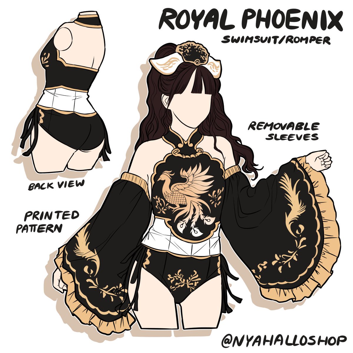 Royal phoenix swimsuit/romper 🖤