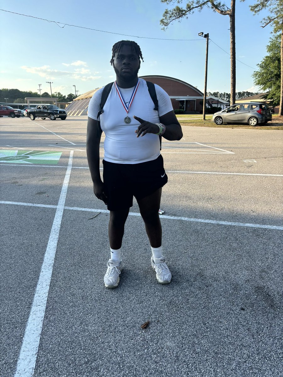 Blessed to have gotten 1st place throwing shot put today 🙏🏿. Broke my personal school record throwing 46’4. #AGTG