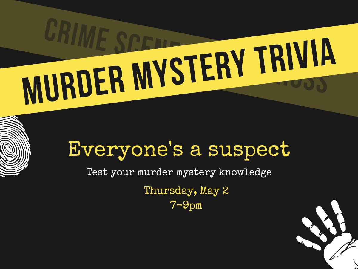 It's not just May 1, it's the beginning of Murder Mystery May! Join us tomorrow from 7-9pm for the first Murder Mystery Trivia at Old Ox! Grab some friends and some beer and test your knowledge of murder mysteries!