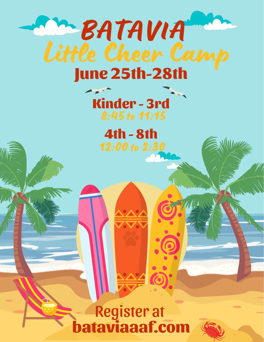 Register for Little Cheer Camp at bataviaaaf.com