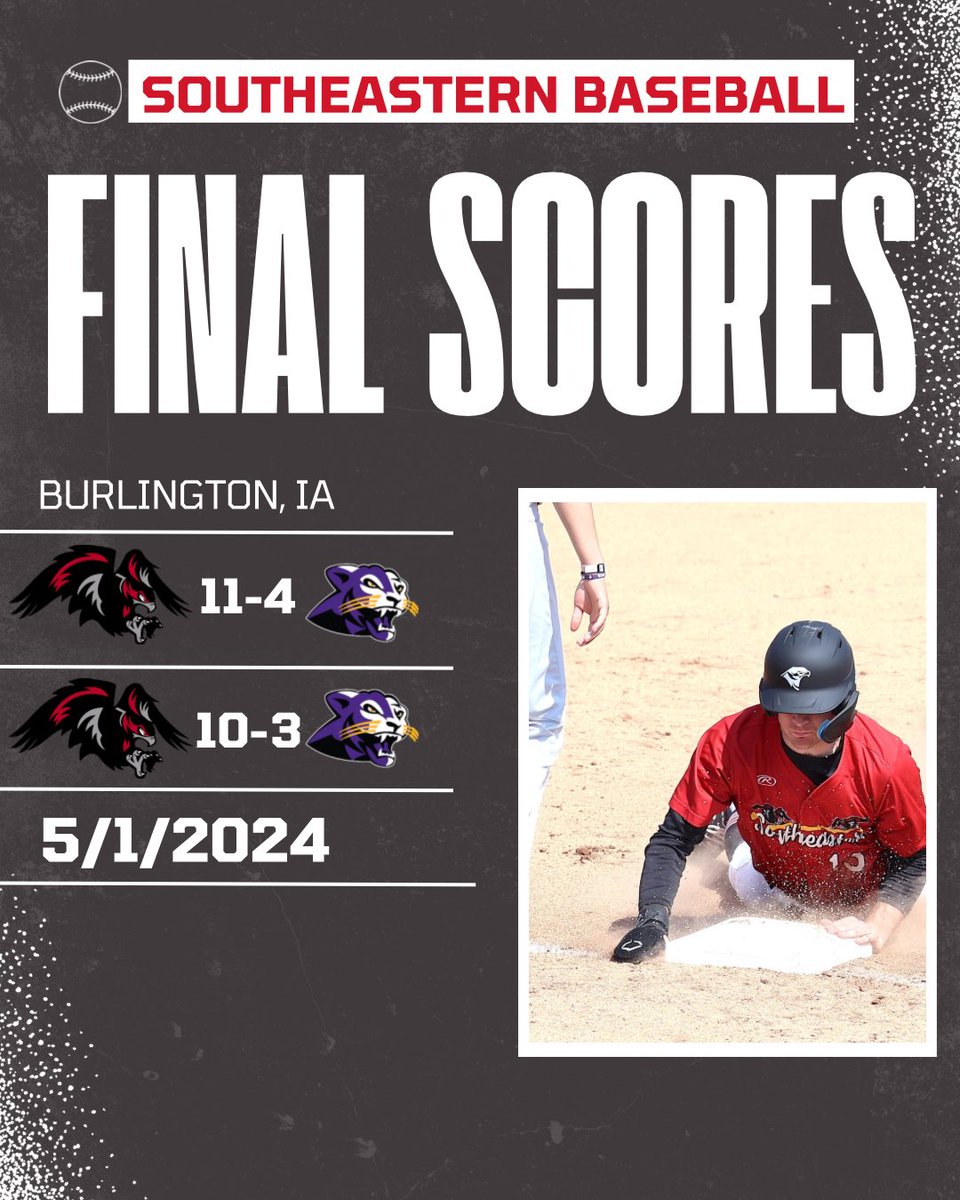 ⚾️Southeastern Baseball⚾️ 📍Burlington, IA 🗓️5/1/2024 ⚾️ Southeastern defeats Ellsworth, 11-4, 10-3. #SCCBlackhawks⚫️