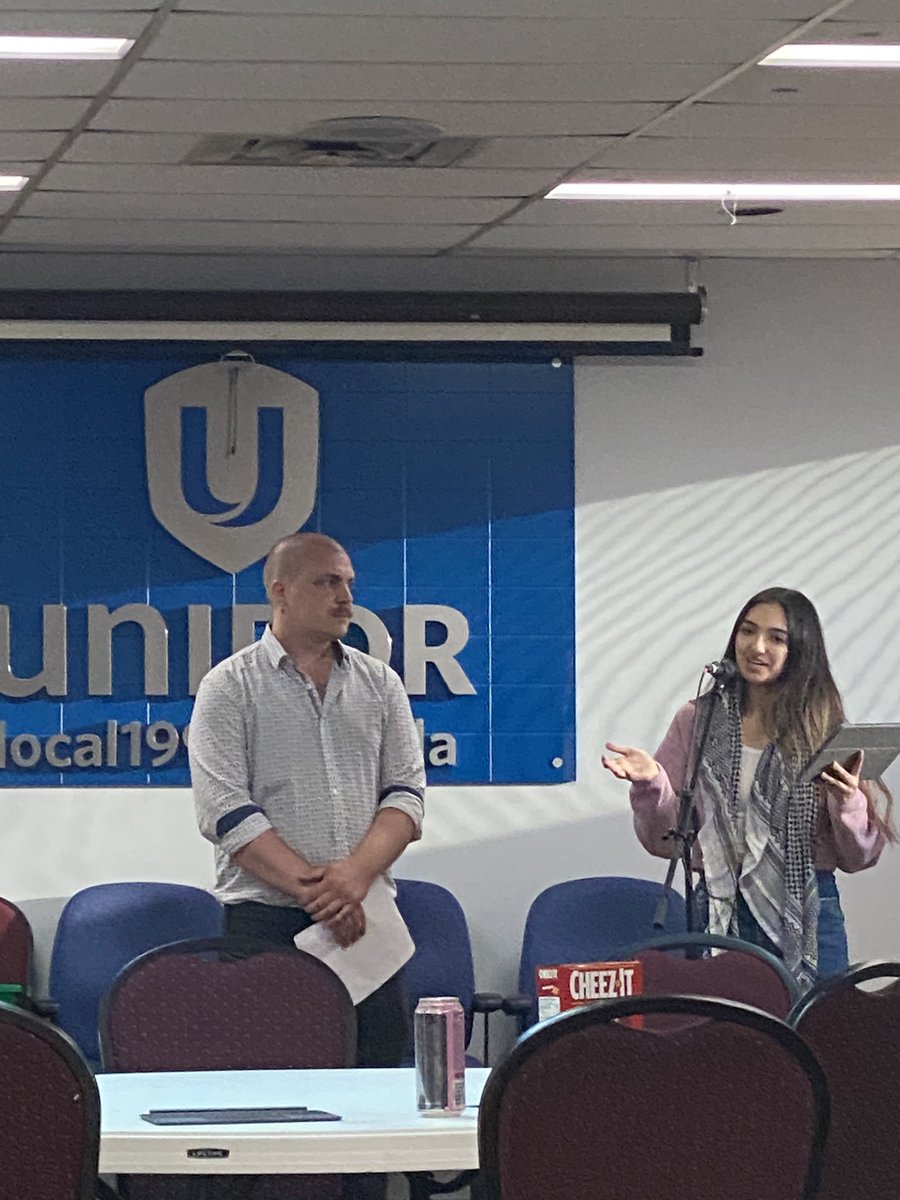 Labour Studies students kick off May Day event at @UniforTheUnion local 199 hall in St Catharines.