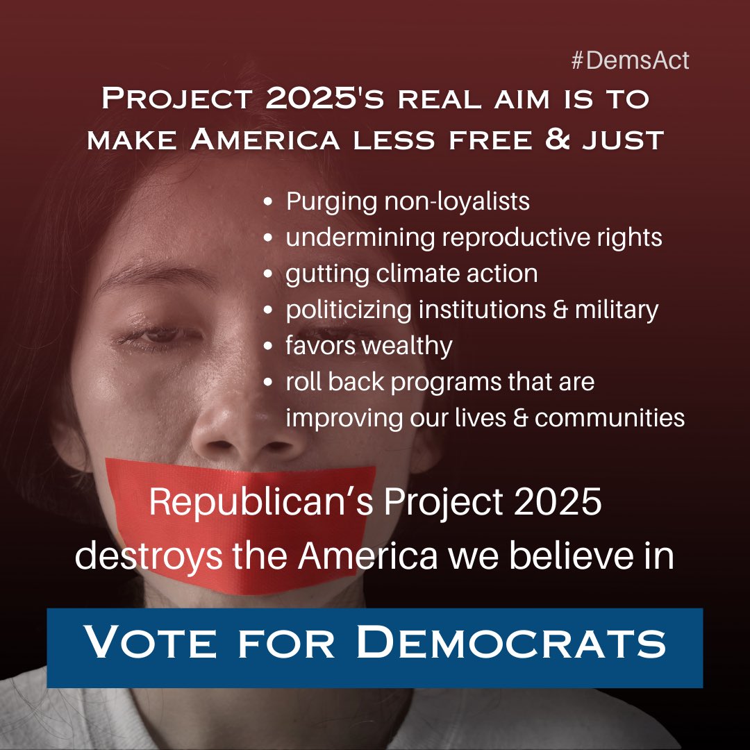 #wtpBLUE #ResistanceUnited #DemsUnited Project 2025 is the very definition of the destruction of American democracy. If you’re not a Trump sycophant, you’re in trouble in a next Trump administration. Only his oligarchs will matter. If you think Roe was bad, under Project…