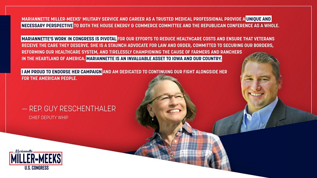 - 'What a Guy!” Thank you so much @GReschenthaler for the endorsement to keep Iowa Red! We will keep working to ensure freedom for all Americans!