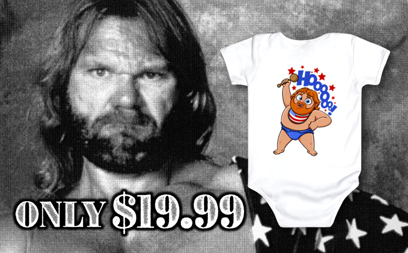 NEVER too young to be a tough guy! 👶 Get yours right now from prowrestlingtees.com/hacksaw @PWTees #WWE #AEW