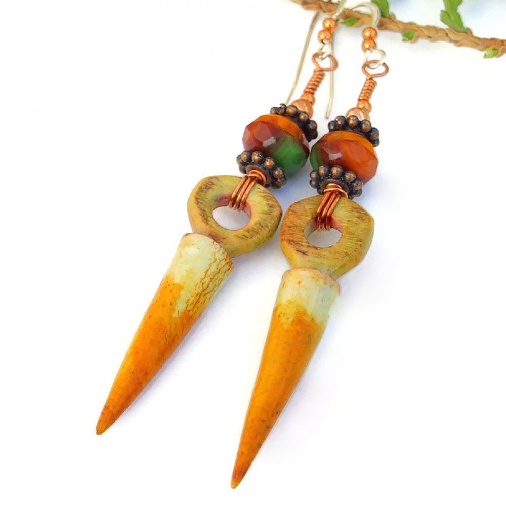 Great #Boho #Jewelry: Rustic Faux Wood #Spike #Earrings! via @ShadowDogDesign #ShopSmall #MothersDay #Handmade #SpikeEarrings bit.ly/FreeSpiritSD