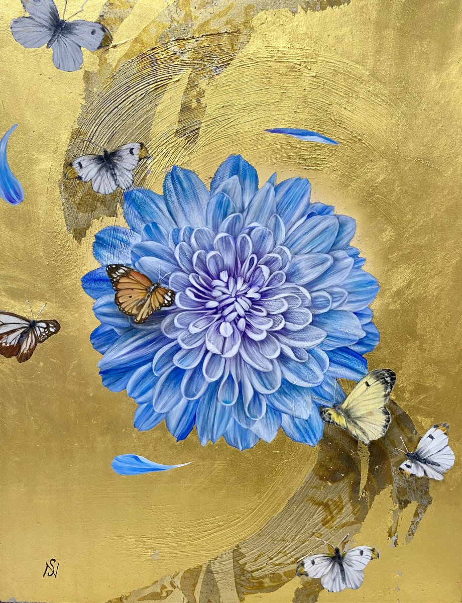 #GWなので金色の物を貼る

#goldleaf #fineart #nobukoshimizu #flower #butterfly #oilonboard