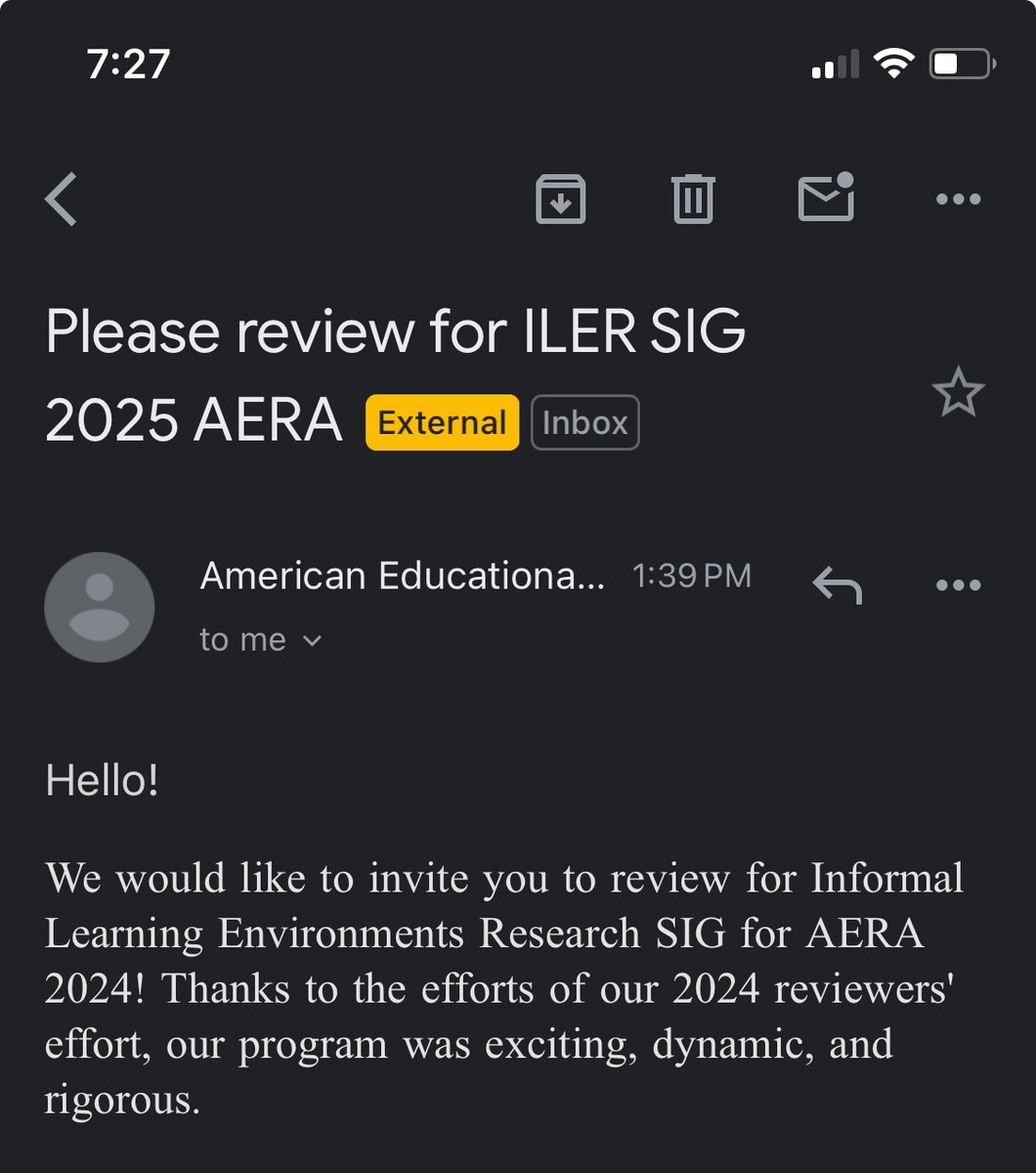 Honored to review for the AERA Annual Meeting for the fourth year! This year, I'm also evaluating submissions for SIGs like Informal Learning Environments and Computer & Internet Application in Education. Proud to support advances in #EducationResearch #AERA2024