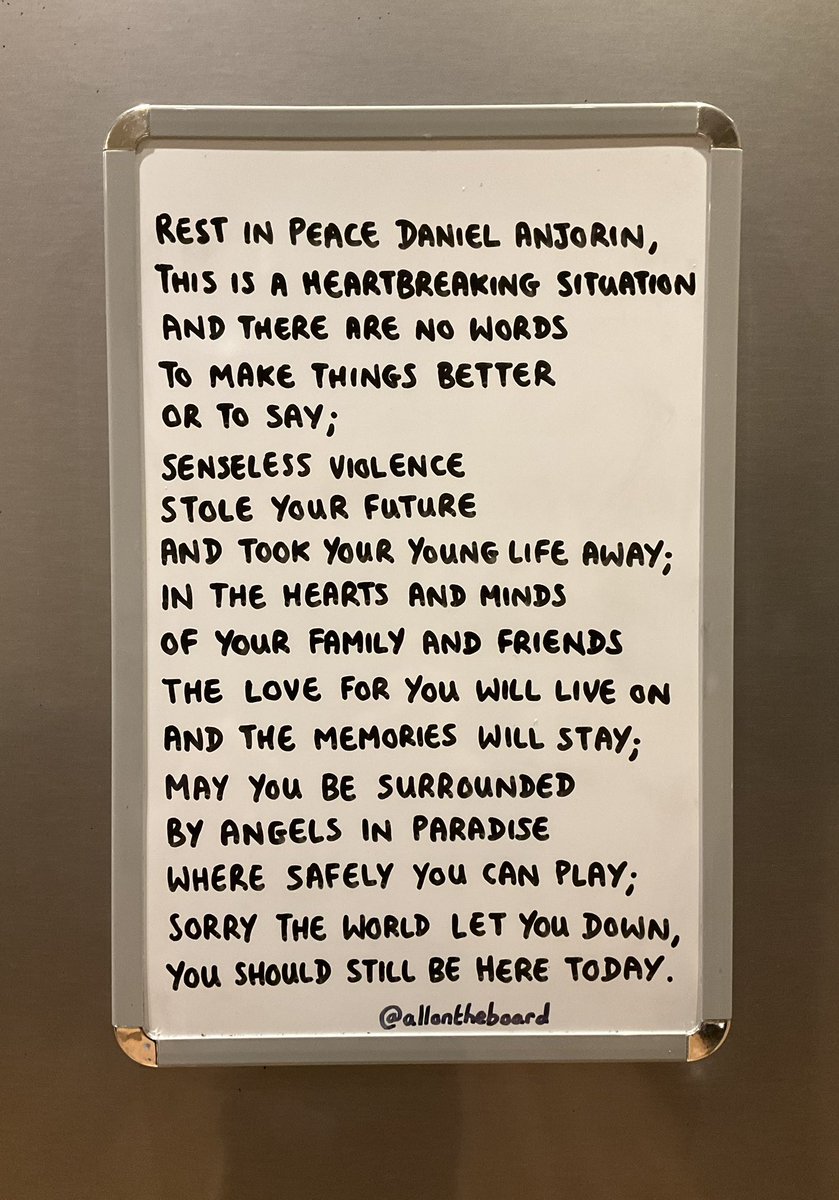 Rest in peace Daniel Anjorin.
May you be surrounded by angels in paradise where safely you can play. Sending love and thoughts to your family and friends. 

#DanielAnjorin