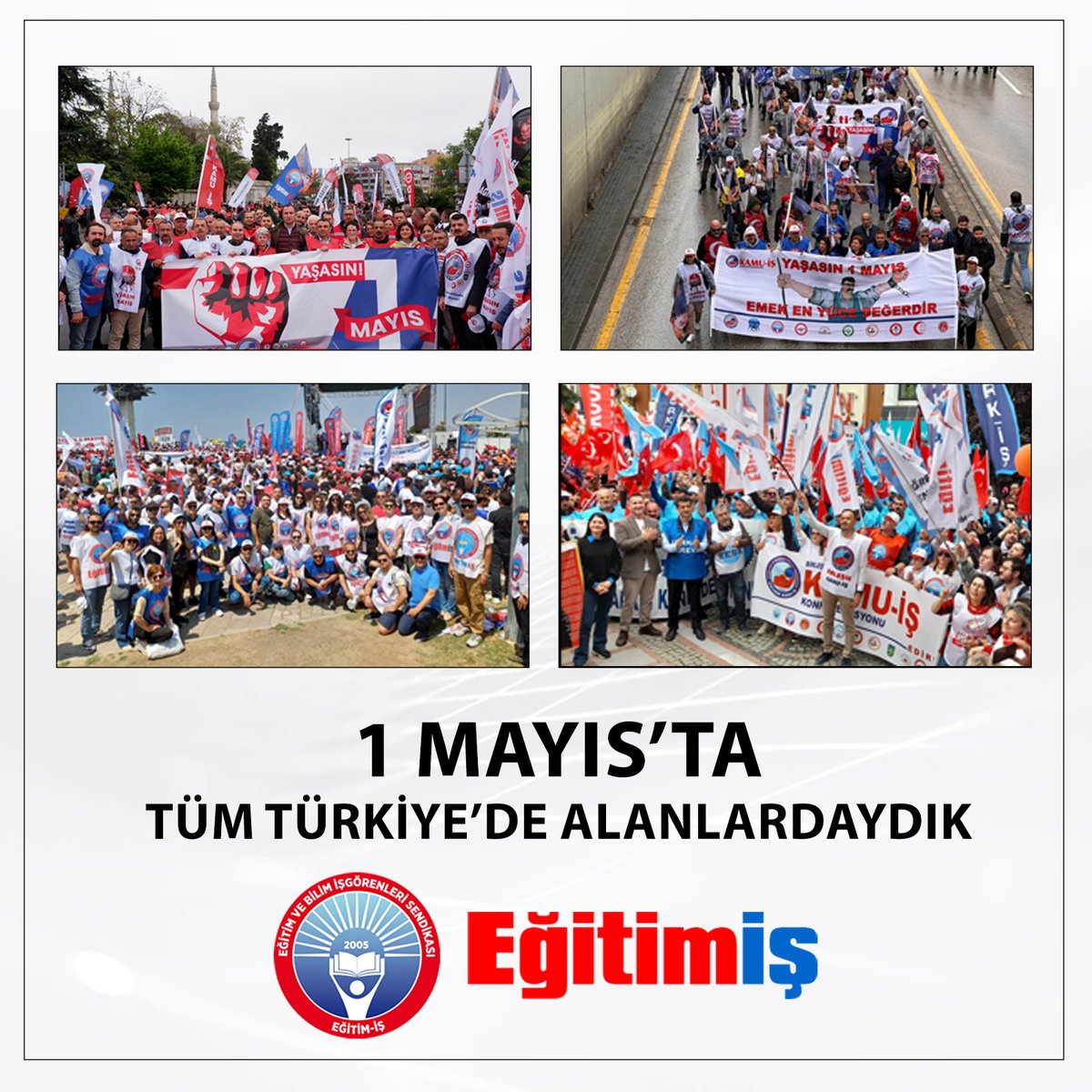 1 MAYIS’TA TÜM TÜRKİYE’DE ALANLARDAYDIK egitimis.org.tr/guncel/sendika… #1Mayıs #1MAYIS2024 #1mayısbirlikmücadeledayanışmagünü