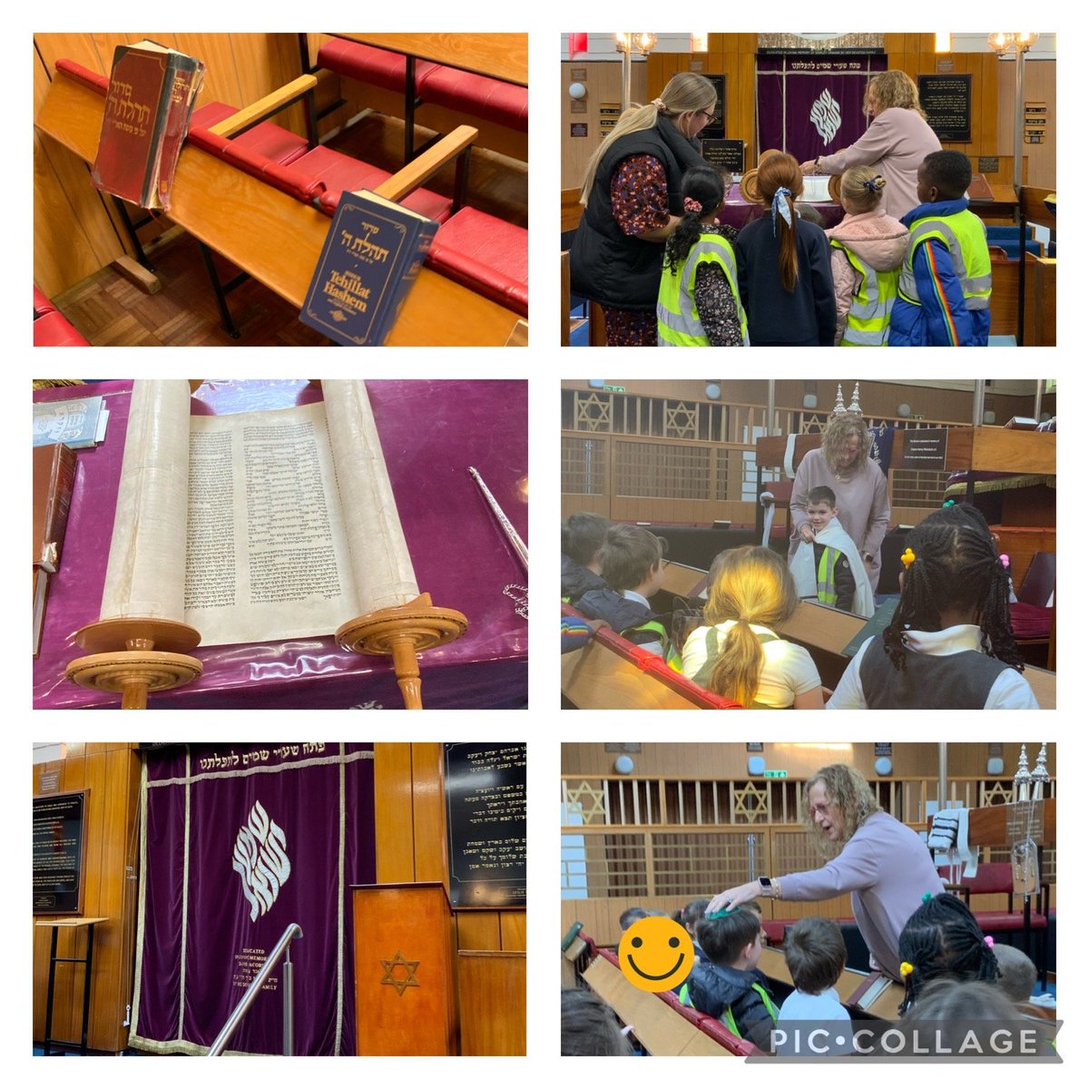 Today, Year 1 visited Bury Hebrew Congregation to learn more about Shabbat. They had a tour around the synagogue and got to see the Torah scroll up close! #enrichment #learningwithoutlimits