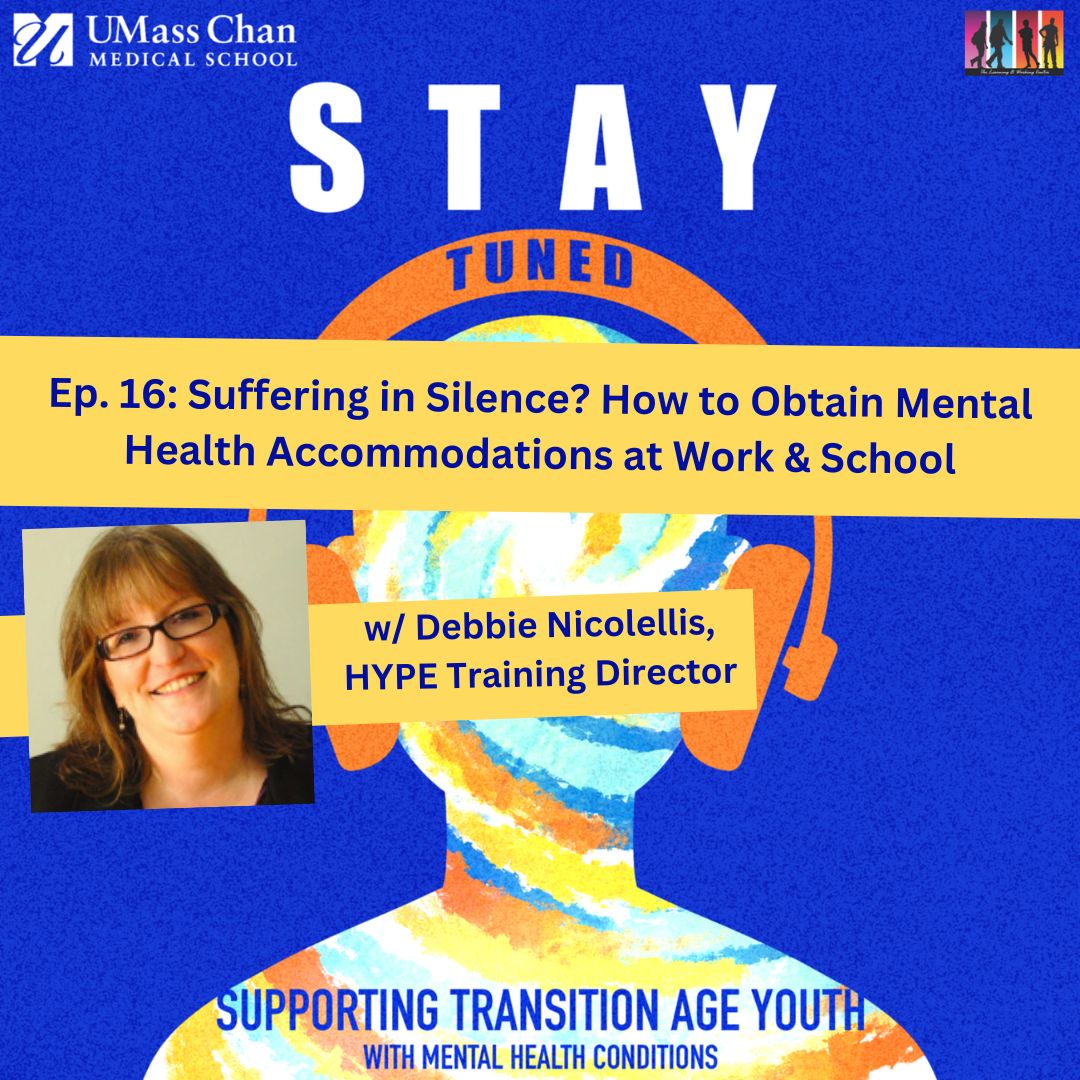 Suffering in Silence? How to obtain #MentalHealth #accommodations at work and school - a new #STAYTunedPodcast. buff.ly/4dng2xN
@UMassChan @UMassPsychiatry @NARICinfo @UMass_Sparc
#CollegeMentalHealth #HighSchool #YouthMentalHealth  #TeenMentalHealth #WorkAccommodations
