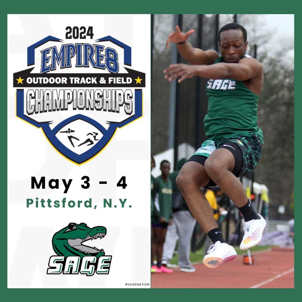 Good luck to #RussellSageCollege Track and Field on Friday and Saturday at the Empire 8 Conference Track and Field Championships.

Follow along: sagegators.com/composite

#SageNation / #SageGators / 🐊🥇