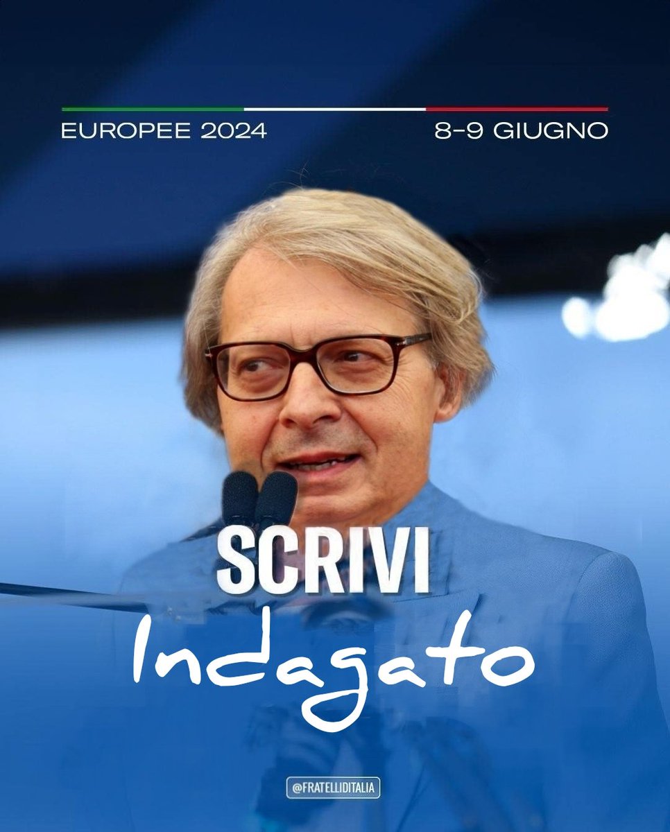 Chi vota #Giorgia darà la poltrona all'indagato #Sgarbi. Sapevatelo
coglioni. #1maggio2024 #Meloni
#Fratellidiscambio #FdI
#ElezioniEuropee2024 #iononvoto