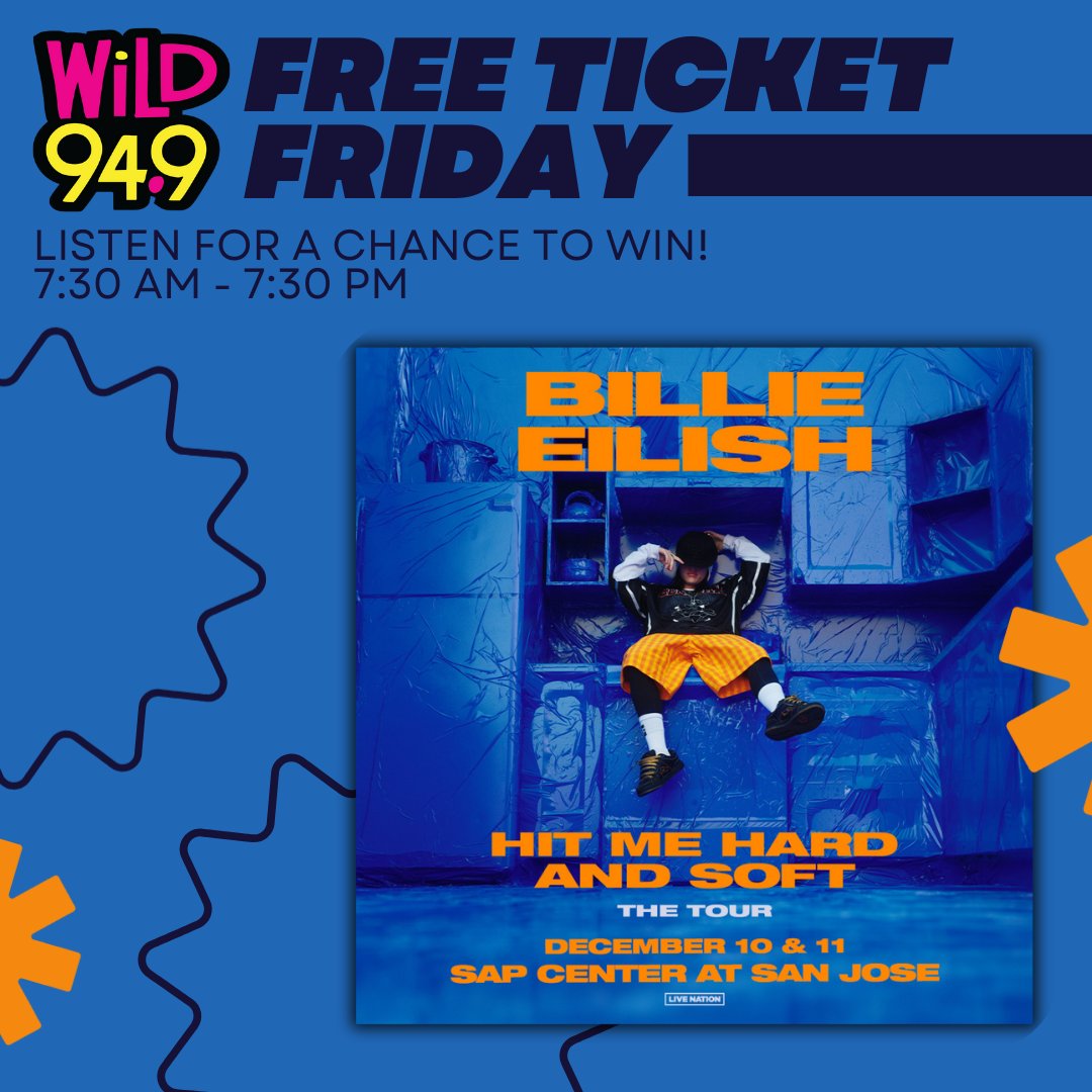 #FreeTicketFriday continues with tickets to see @billieeilish at the @SAPCenter in December!

Listen to #WiLD949 on the @iheartradio app, every hour until 7:30p for a chance to win! ihe.art/DJDfvAS