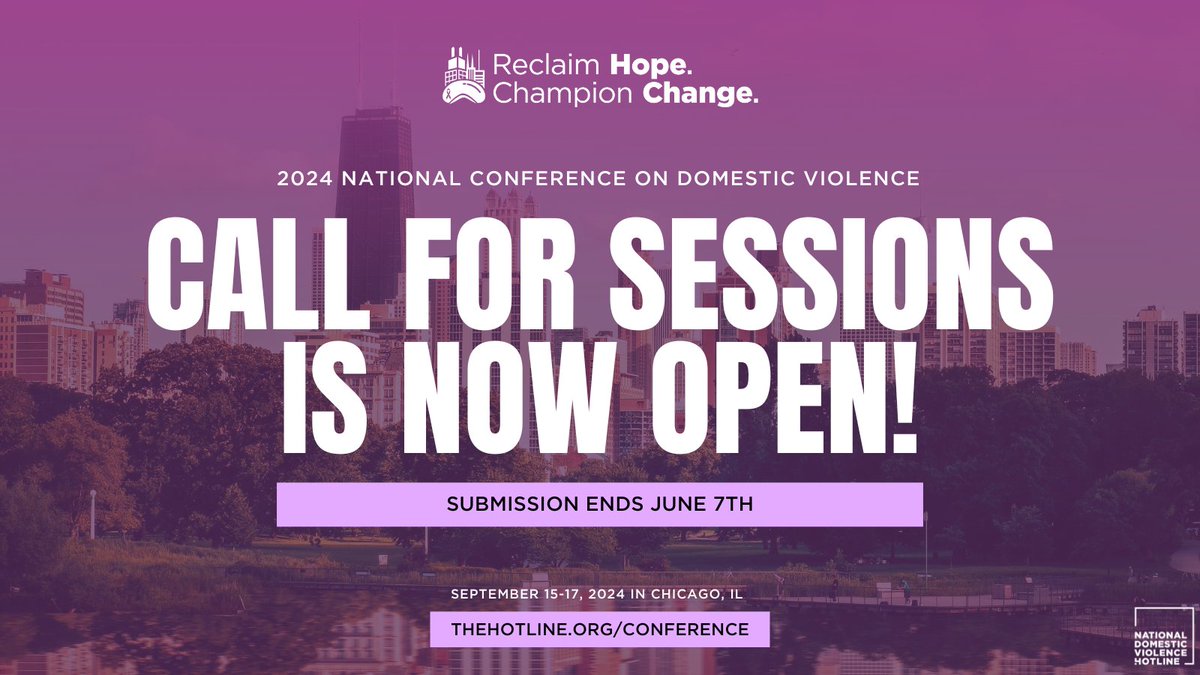 CALL FOR SESSIONS AND SPEAKERS ARE NOW OPEN! 🙌 The National Conference on Domestic Violence welcomes submissions from all those interested in presenting at the conference. Become a speaker and join the discussion! Submit by June 7th, 2024. Visit: bit.ly/4begVac