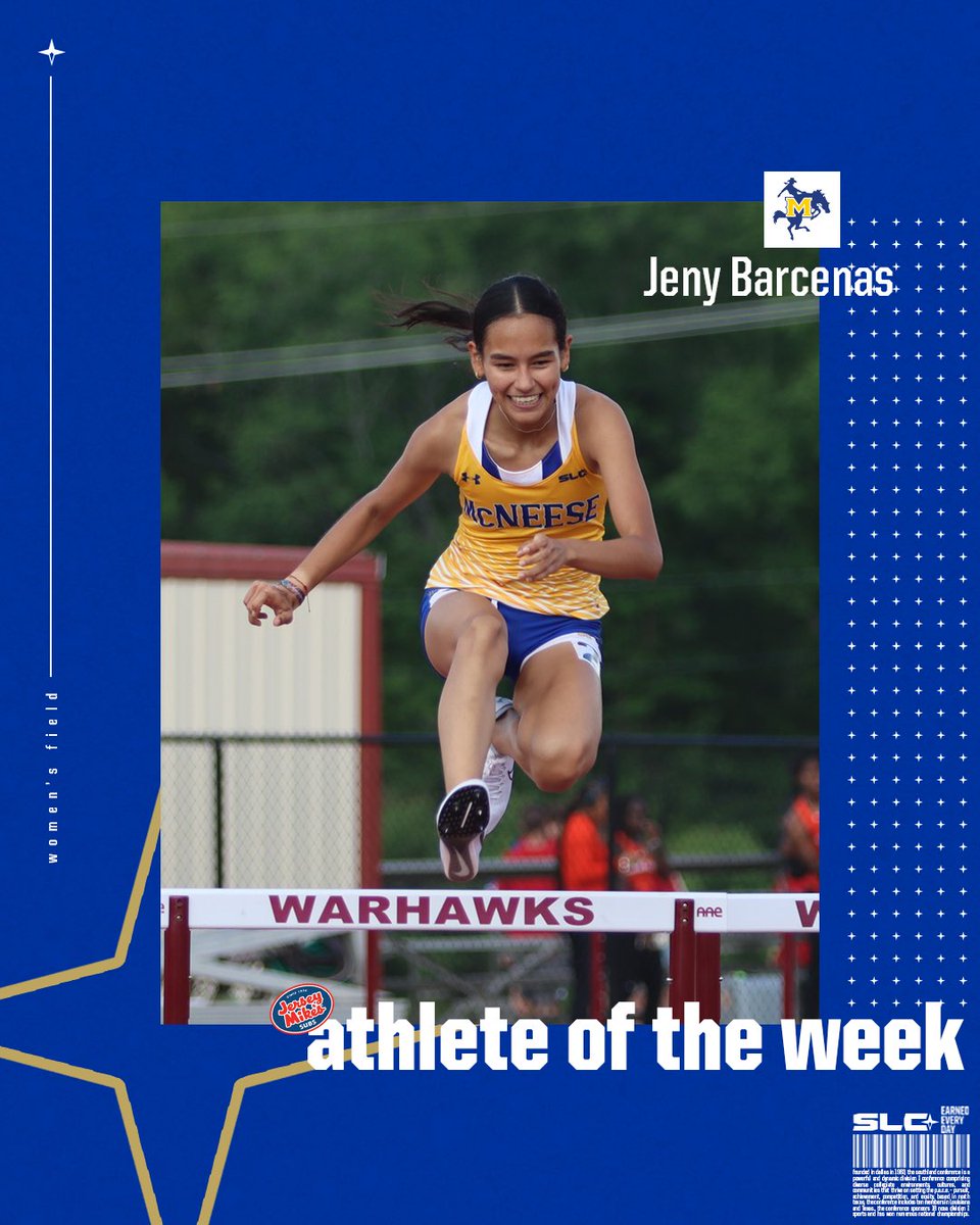 SouthlandSports's tweet photo. 👟 Congratulations to this week’s @jerseymikes SLC Track &amp; Field Athletes of the Week:

Track(W): Jeny Barcenas, McNeese
Field (W): Morgan Talley, McNeese
Track (M): Zach Beard, Northwestern State
Field (M): Djimon Gumbs, Northwestern State

#EarnedEveryDay https://t.co/sXTxLEMTlI