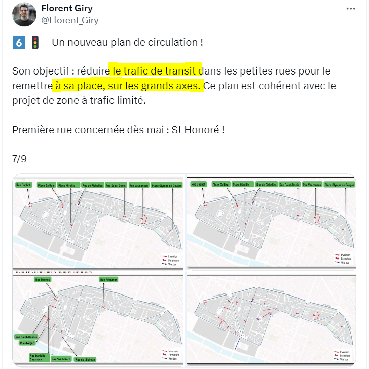 Les grand axes sont destinés au trafic de transit, nous explique doctement cet adjoint de Paris Centre ➡️ C'est donc pour cela qu'ils ont bloqué la circulation rue de Rivoli, qui est une ruelle, comme chacun sait. CQFD. #saccageparis