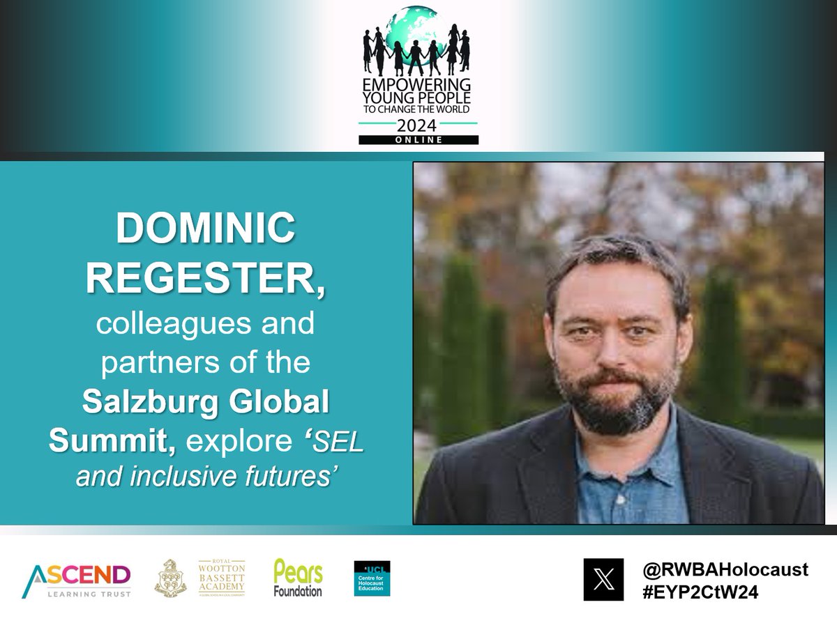 Join us 8 May, 4pm (UK) for our next #EYP2CtW24 session, as we welcome @SalzburgGlobal's @dominicregester & int'l colleagues exploring 'SEL & Inclusive Futures' Free sign up for ⬇️ or other conf sessions: forms.office.com/r/e6pUfg32Bm RT @JaneColey8 @PeteHJ @aprenderuk @GECCollect