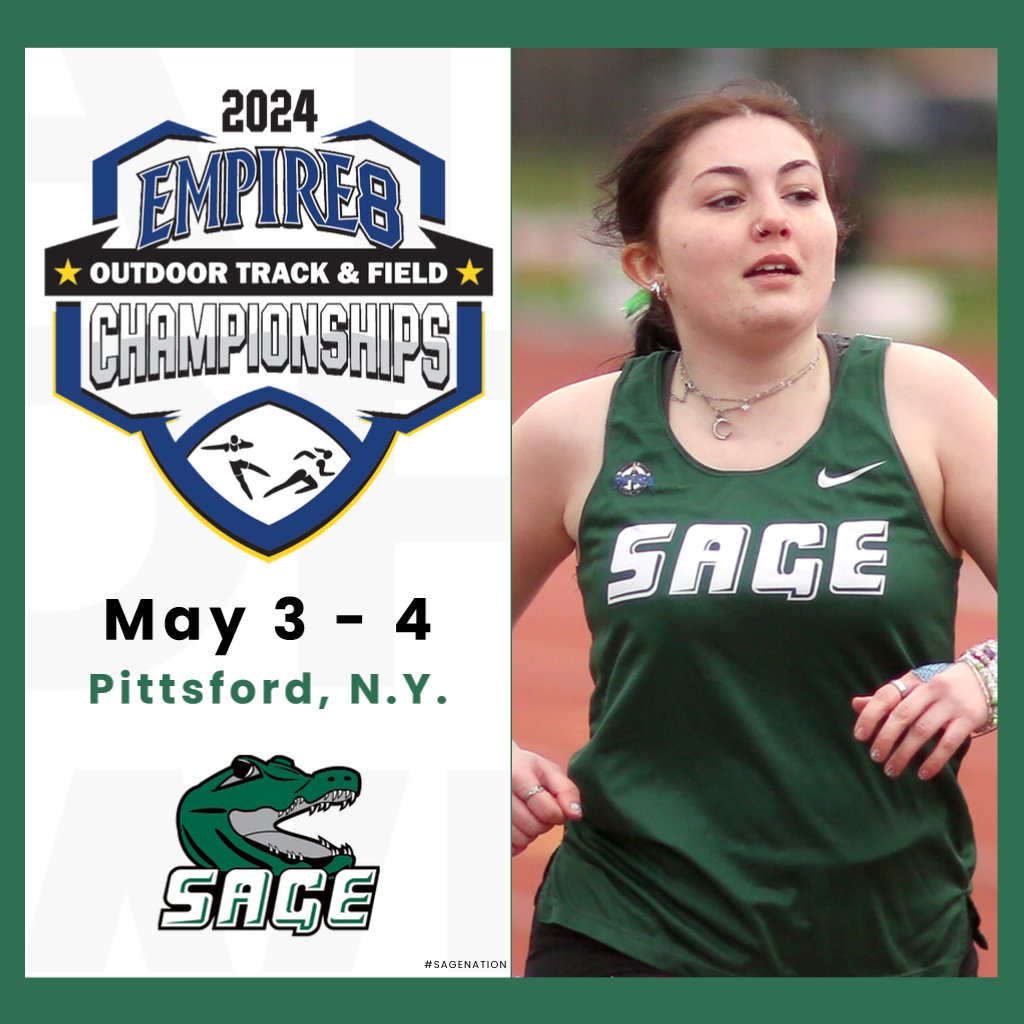 Good luck to #RussellSageCollege Track and Field on Friday and Saturday at the Empire 8 Conference Track and Field Championships.

Follow along: sagegators.com/composite

#SageNation / #SageGators / 🐊🥇