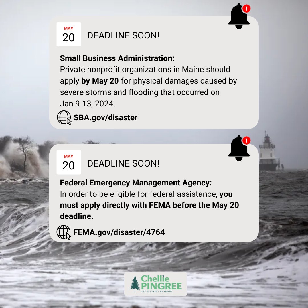 If you were impacted by the severe storms and flooding in January, don’t miss these important federal disaster assistance deadlines from @SBAgov and @fema! ⚠️ Learn more and apply: SBA.gov/disaster FEMA.gov/disaster/4764