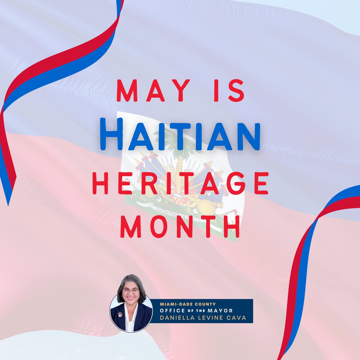 Happy #HaitianHeritageMonth! We're proud of the rich culture, history, and contributions of the Haitian community in Miami-Dade and beyond. Together, we stand with Haiti and celebrate our community. Stay tuned for our Haitian Heritage events! 🇭🇹