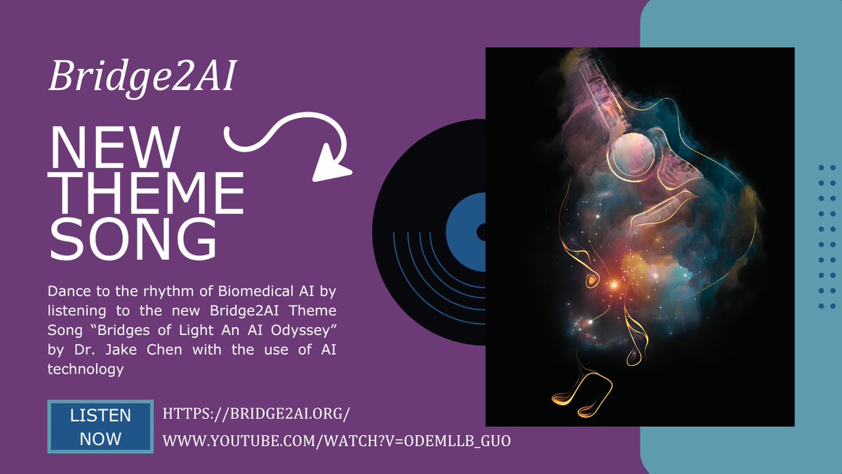 Check out the new #Bridge2AI theme #song composed by Dr. Chen with the use of #AITechnology! This song celebrates #AI (#ML) in #biomedicine and won 1st place at the Washington, D.C. conference. bridge2ai.org #aimusic