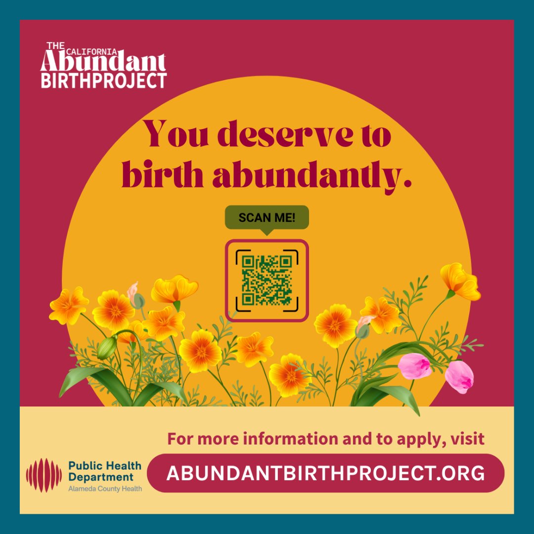📢PLEASE SHARE 🌺The California Abundant Birth Project (CA ABP) is a guaranteed income program that provides cash during #pregnancy. 👉County of residence: Alameda - $967 👉For more information to see program eligibility, or to apply go to AbundantBirthProject.org #birthjustice