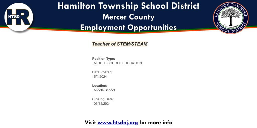 Online Employment Application | Open Positions: Teacher of STEM/STEAM applitrack.com/hamilton/onlin…