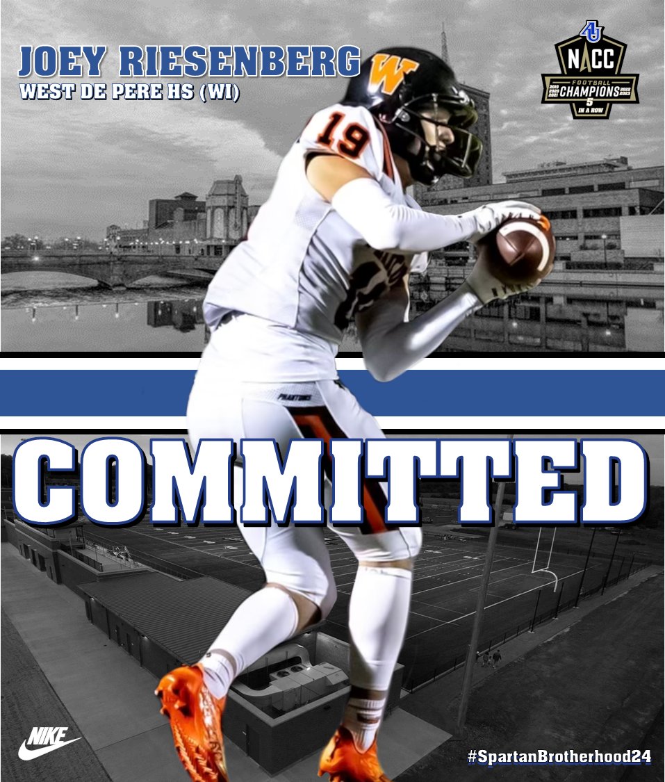 Spartan Fans, we are excited to welcome
@JoeyRiesenberg from West De Pere HS to the Aurora Football Family. #WeAreOneAU #SpartanBrotherhood24